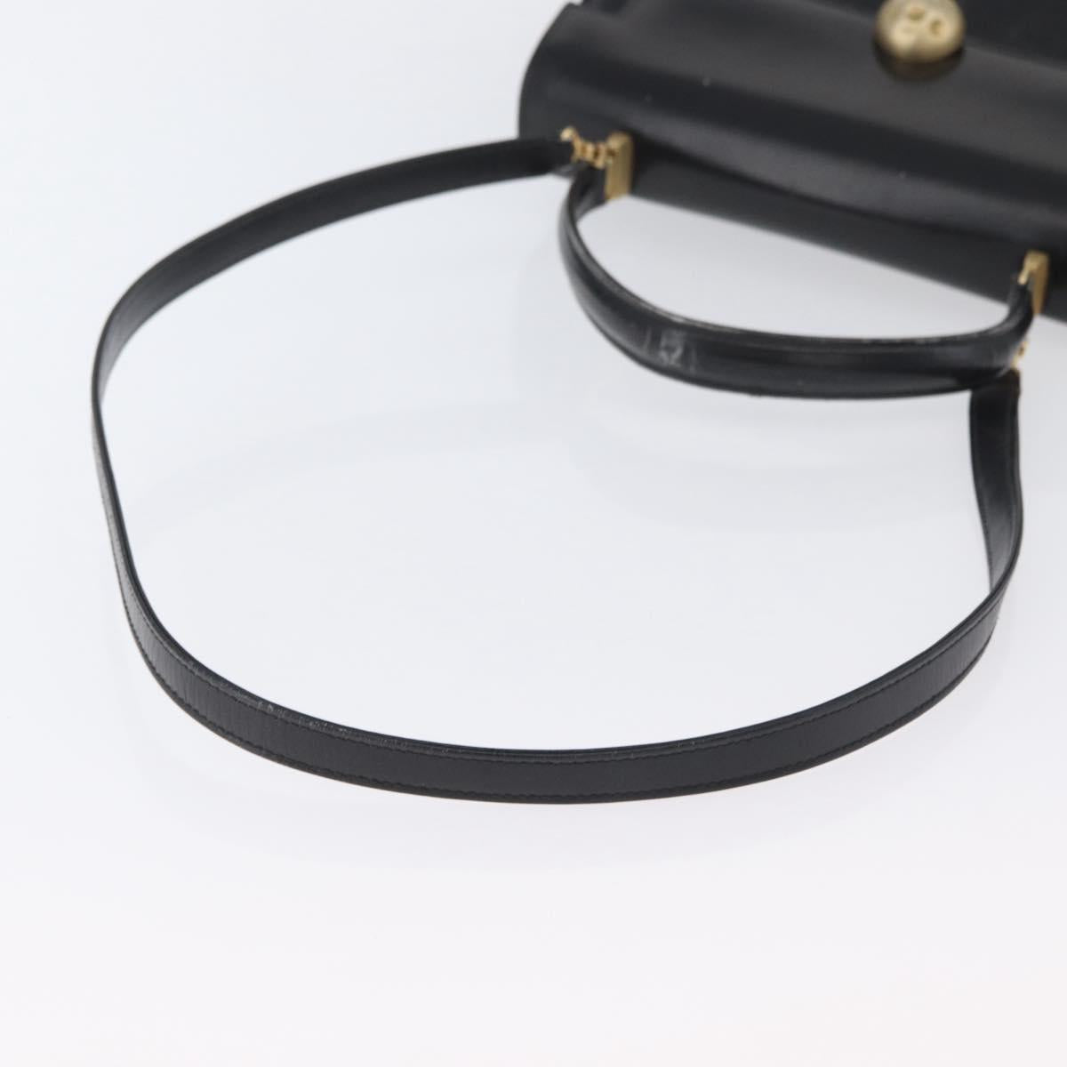 FENDI Hand Bag Leather 2way Black Gold Auth 174607