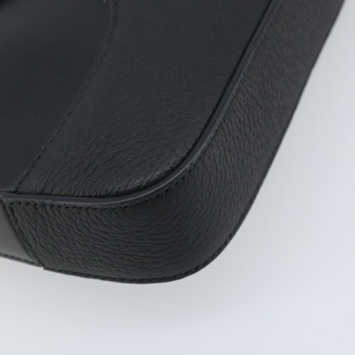 Salvatore Ferragamo Clutch Bag Leather Black Silver Auth 174608
