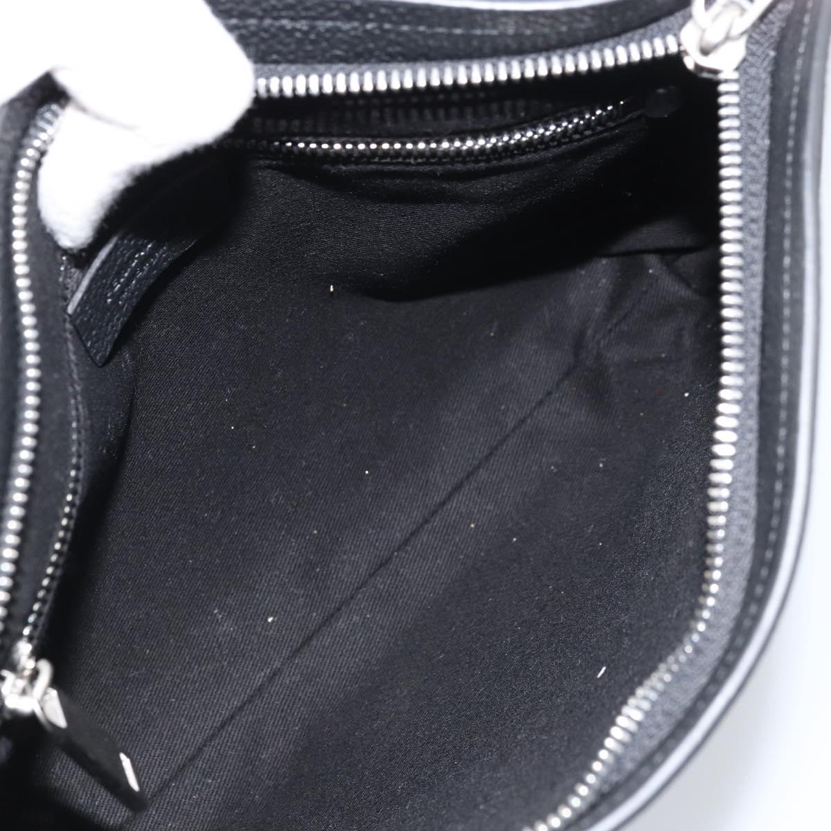 Salvatore Ferragamo Clutch Bag Leather Black Silver Auth 174608