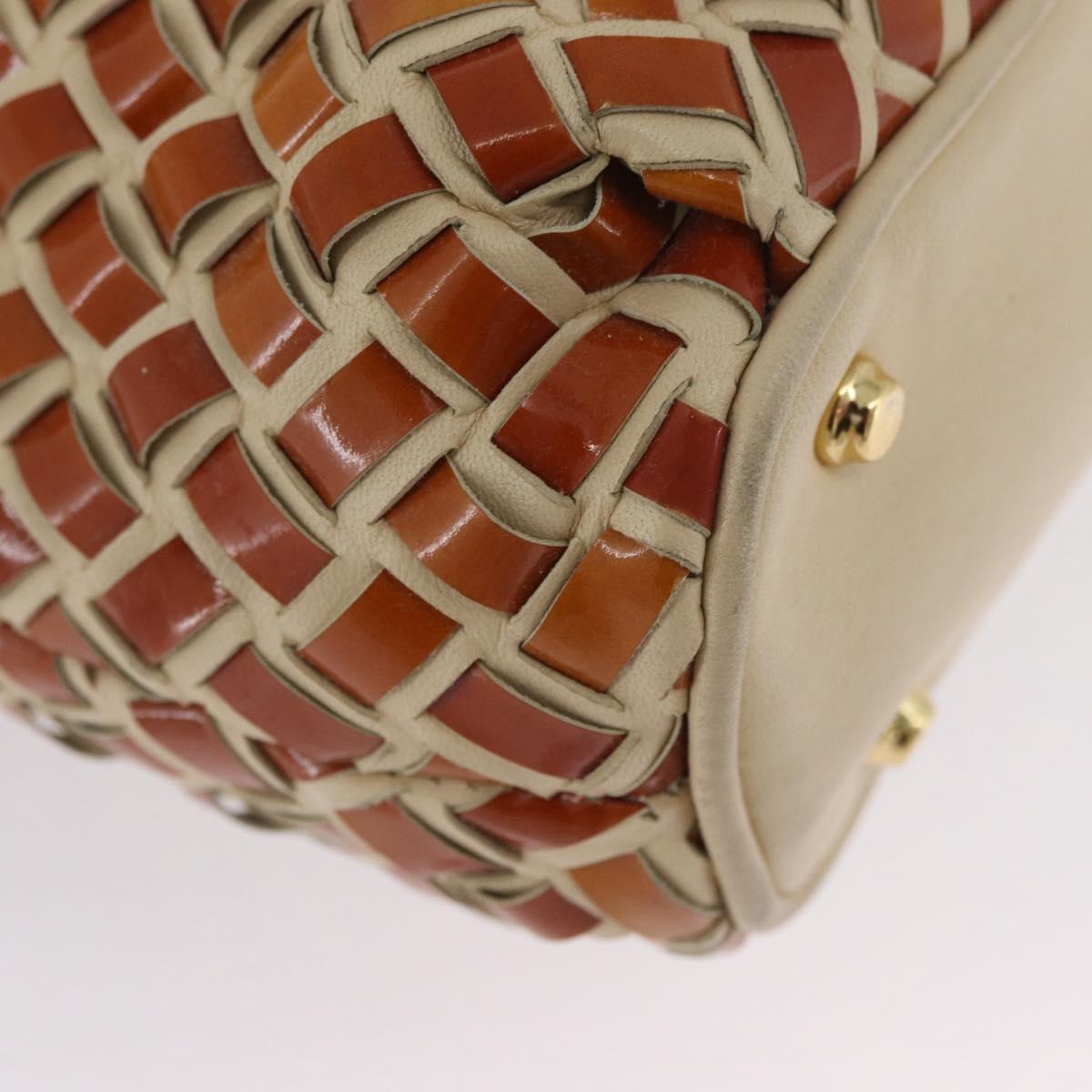 BALLY Tote Bag Leather Beige Brown gold Auth 174609
