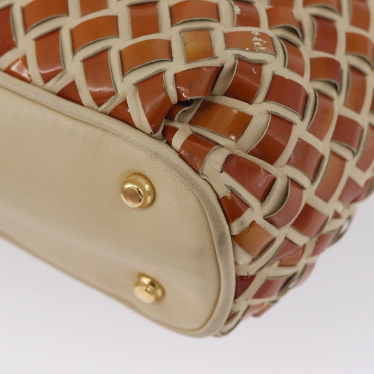 BALLY Tote Bag Leather Beige Brown gold Auth 174609