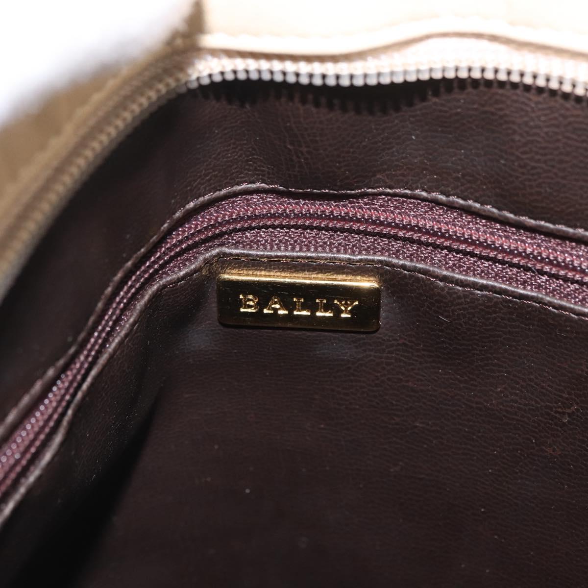BALLY Tote Bag Leather Beige Brown gold Auth 174609