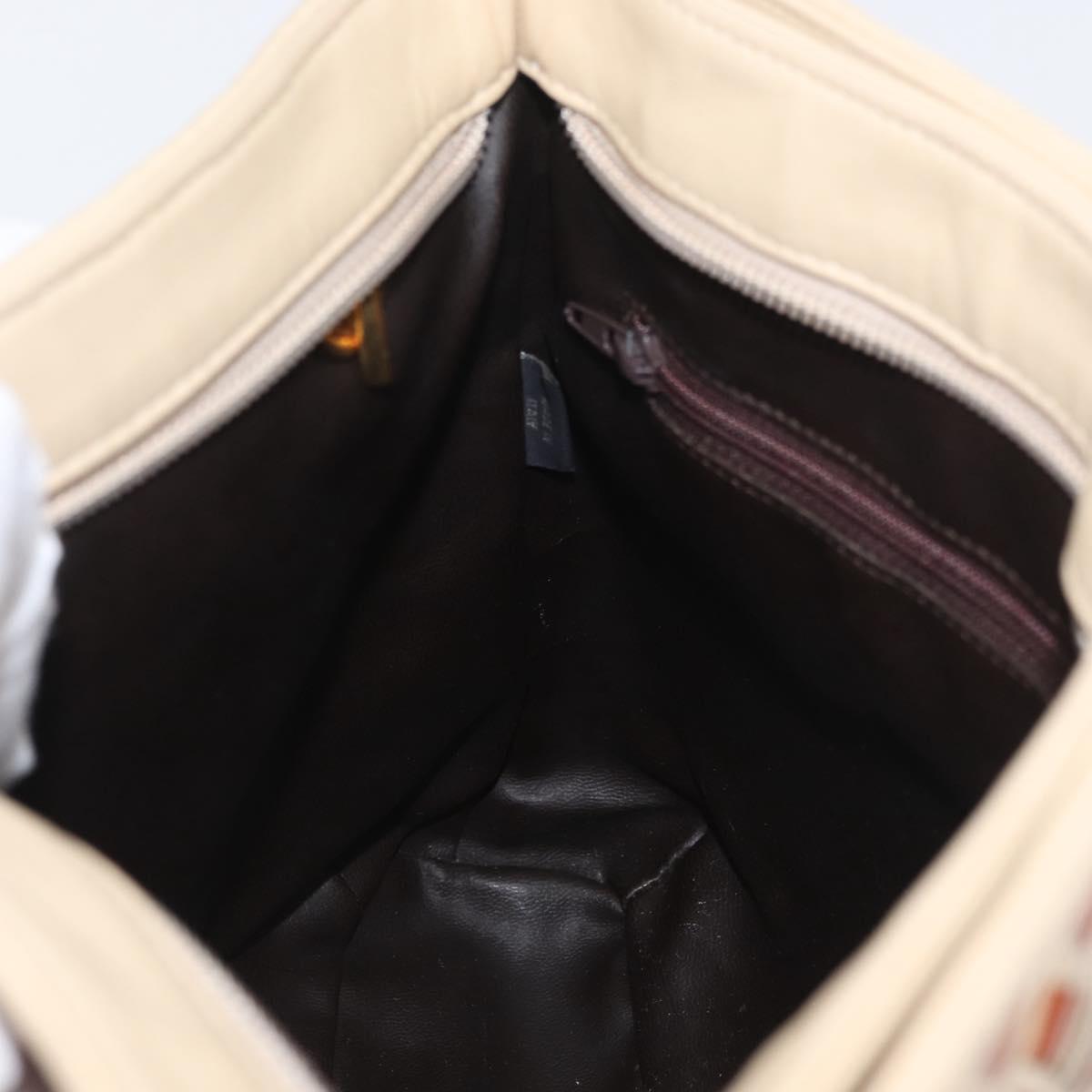 BALLY Tote Bag Leather Beige Brown gold Auth 174609