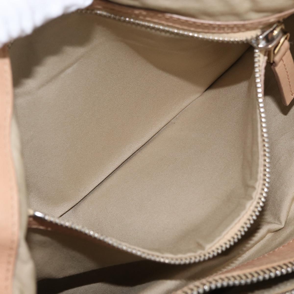 CELINE Hand Bag Leather Beige Gold Auth 174610