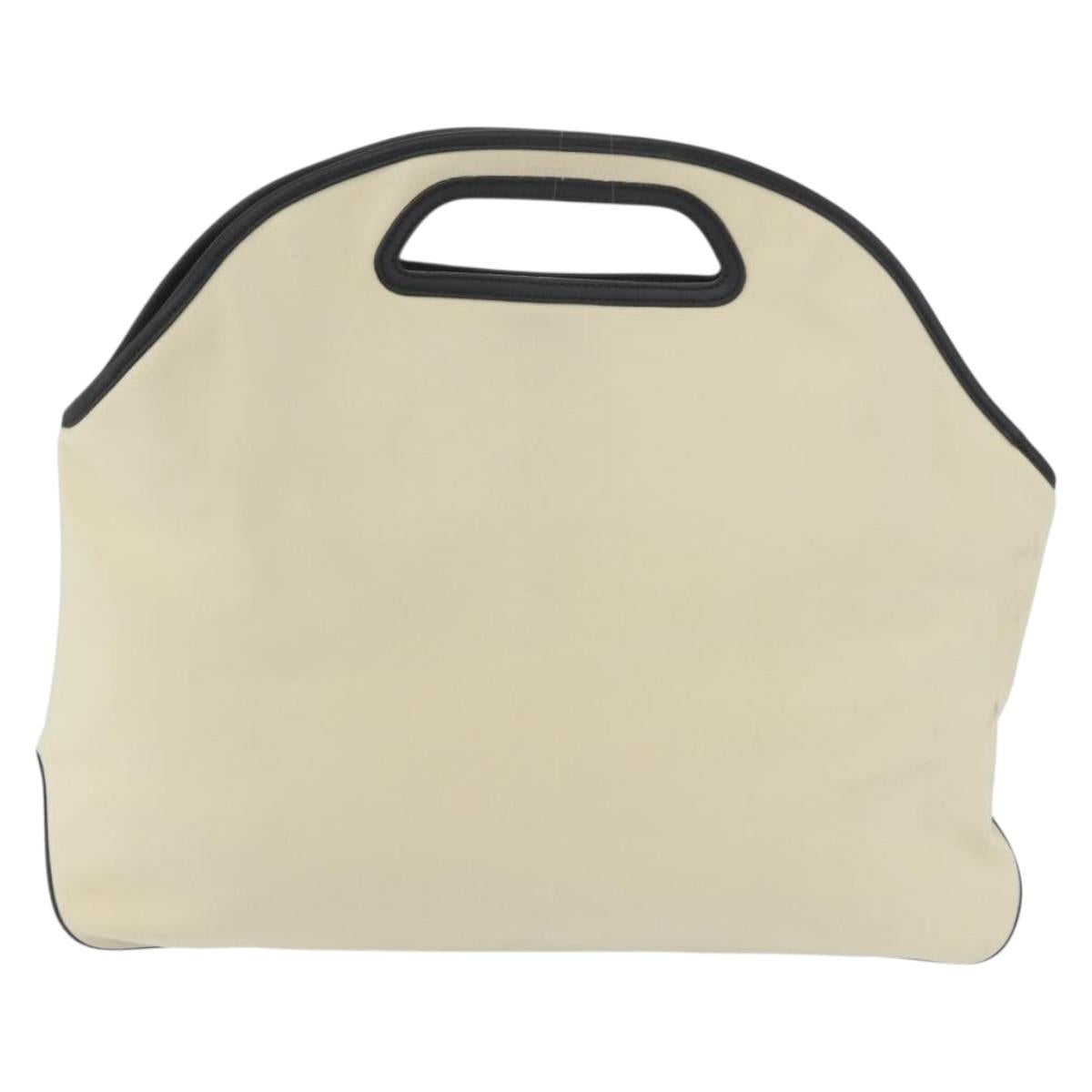LOEWE Hand Bag Canvas Leather Beige Gold Auth 174611