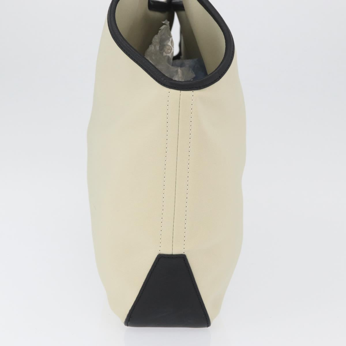 LOEWE Hand Bag Canvas Leather Beige Gold Auth 174611
