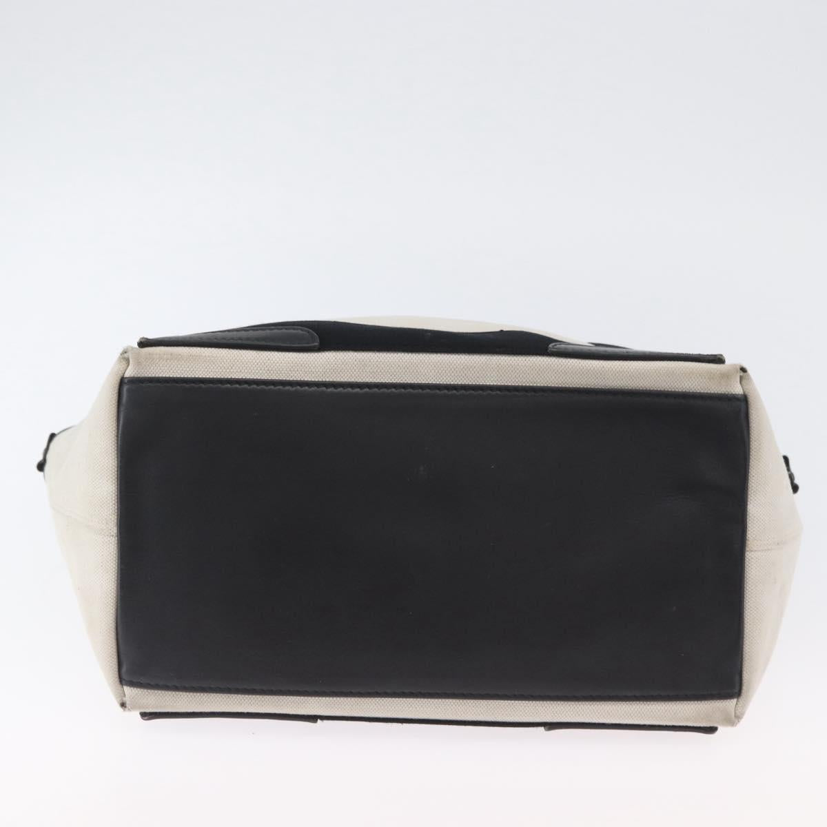 BALENCIAGA Cabas Tote Bag Canvas Leather Beige Black Silver 339933 Auth 174612