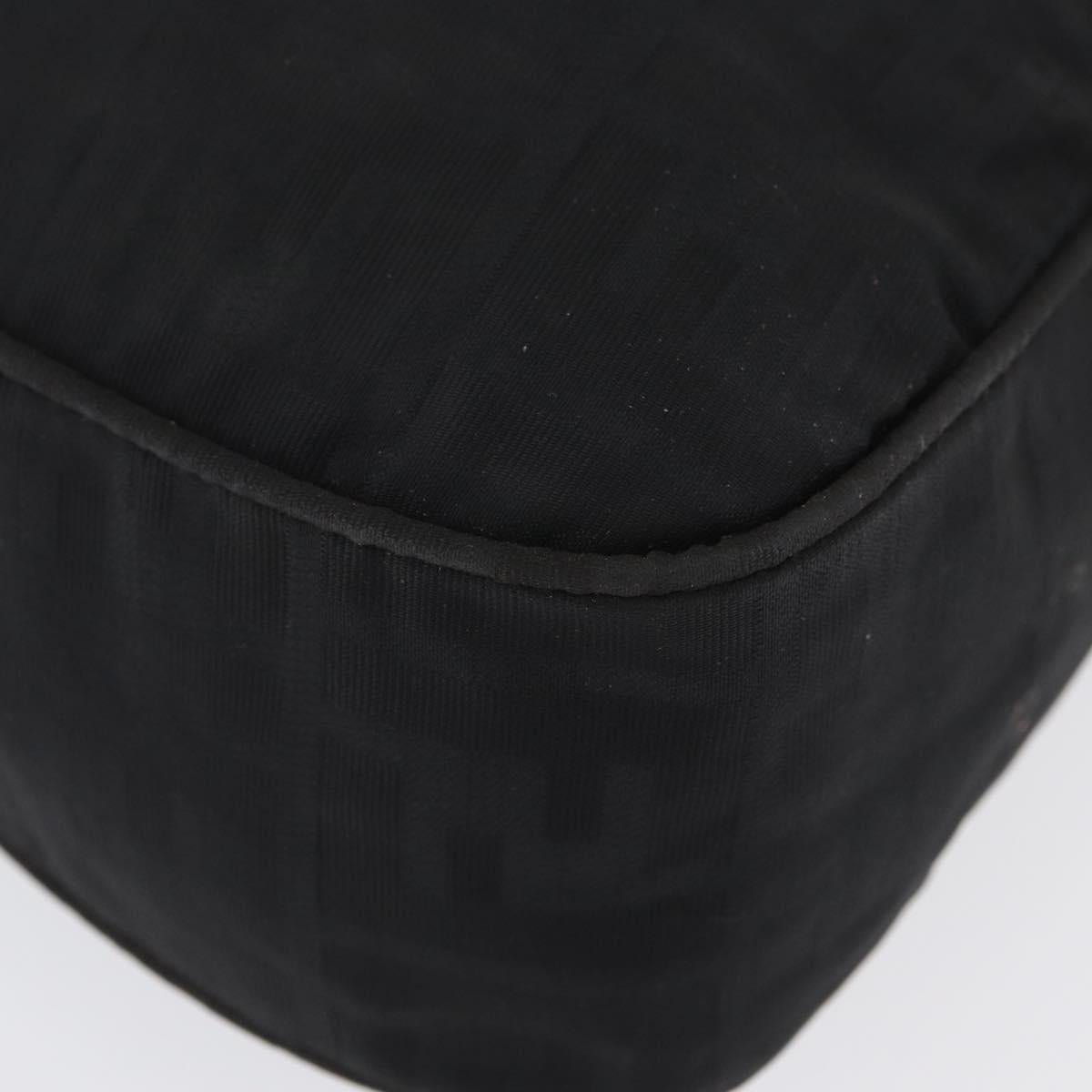 FENDI Zucca Canvas Shoulder Bag Black Gold Auth 174614
