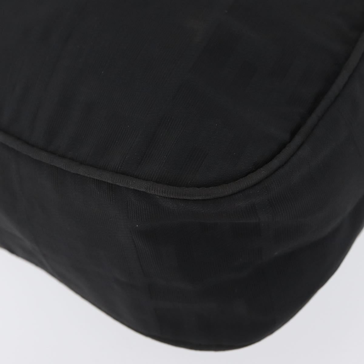 FENDI Zucca Canvas Shoulder Bag Black Gold Auth 174614