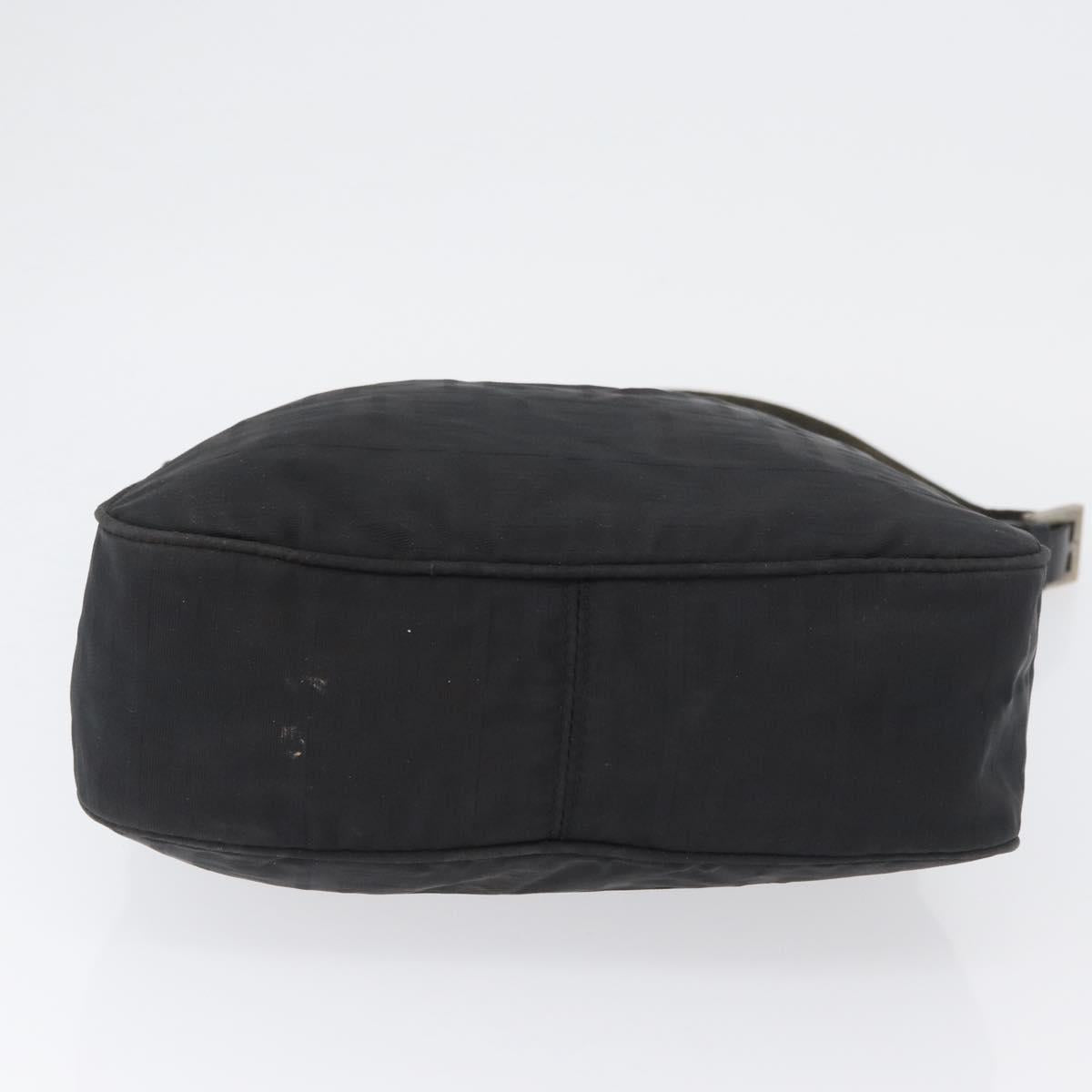 FENDI Zucca Canvas Shoulder Bag Black Gold Auth 174614