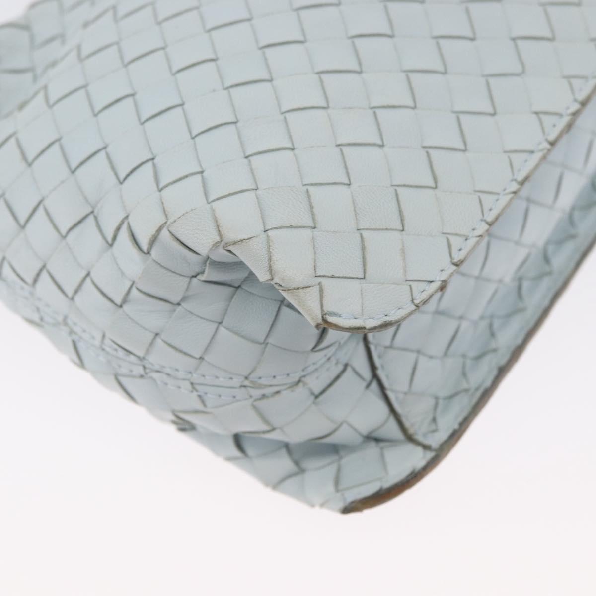 BOTTEGA VENETA INTRECCIATO Shoulder Bag Leather Light Blue Gold Auth 174615A