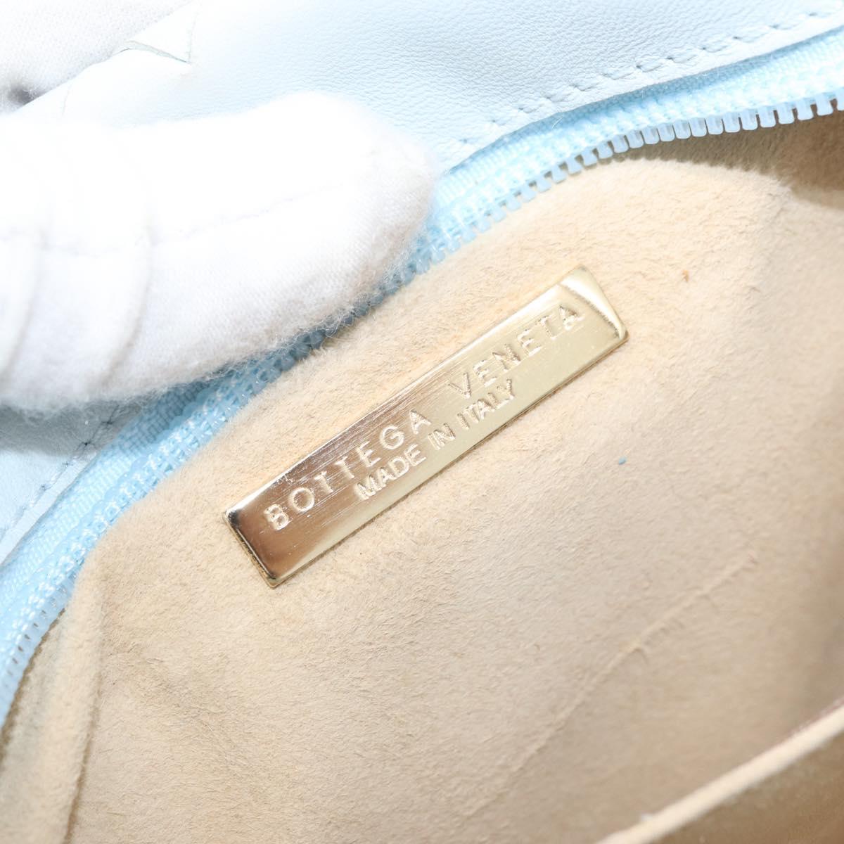 BOTTEGA VENETA INTRECCIATO Shoulder Bag Leather Light Blue Gold Auth 174615A