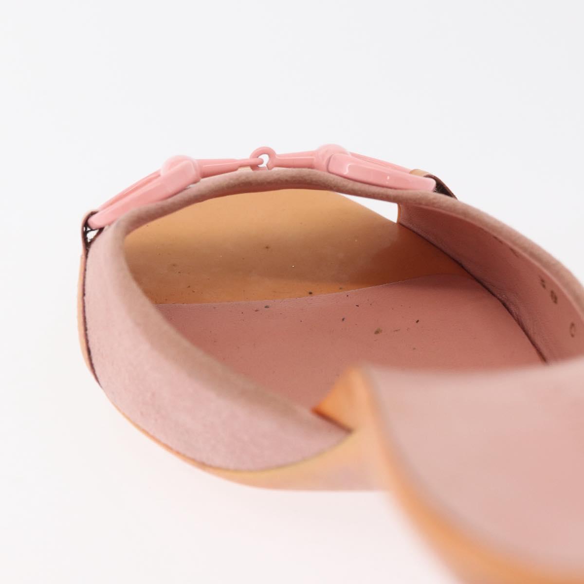 GUCCI Horsebit Heel Sandals Suede Pink Auth 174617A