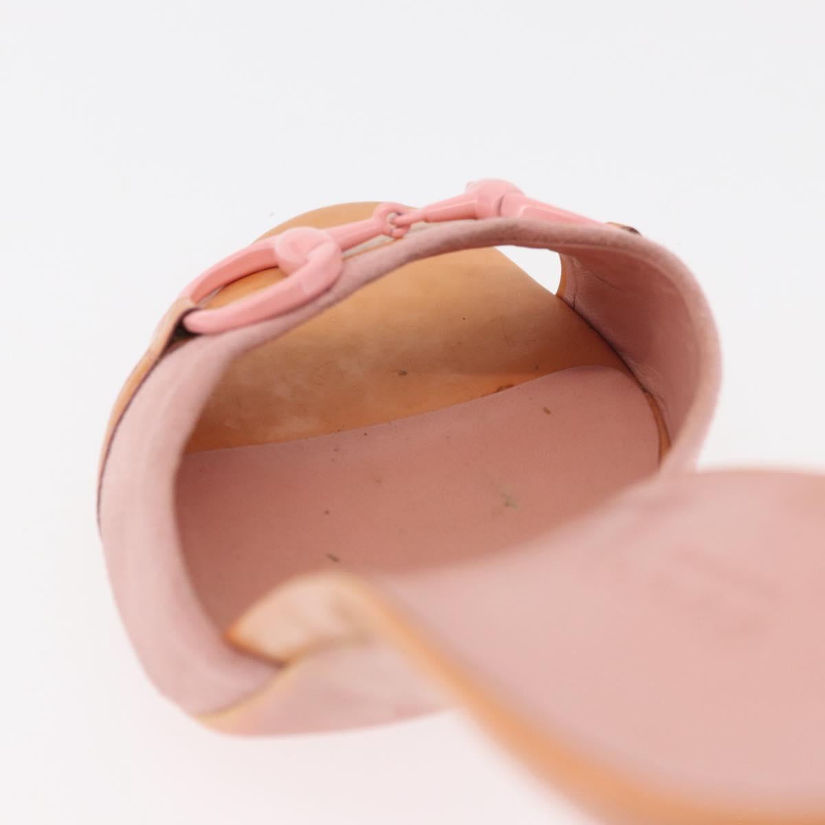 GUCCI Horsebit Heel Sandals Suede Pink Auth 174617A