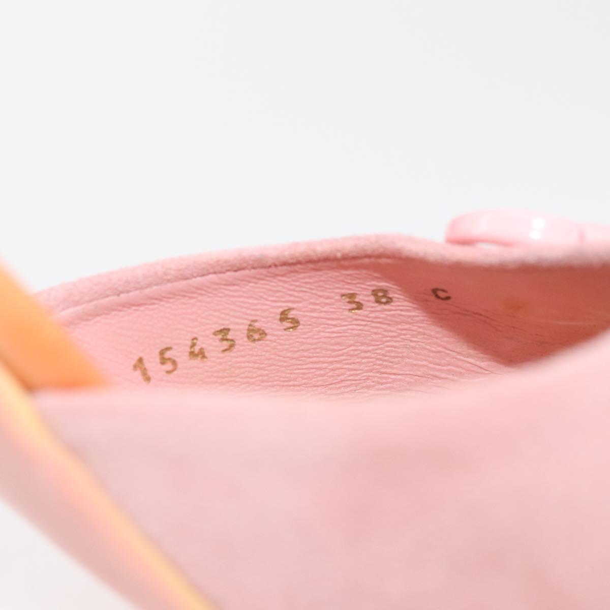 GUCCI Horsebit Heel Sandals Suede Pink Auth 174617A