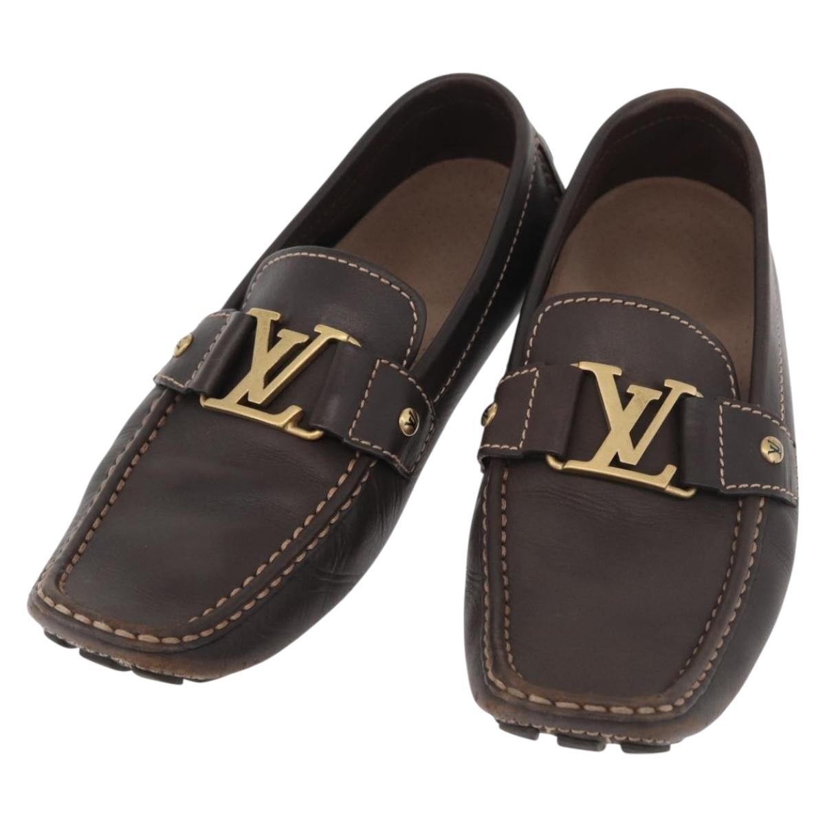 LOUIS VUITTON Monte Carlo line Driving Shoes 7 1/2 Brown LV Auth 174634A