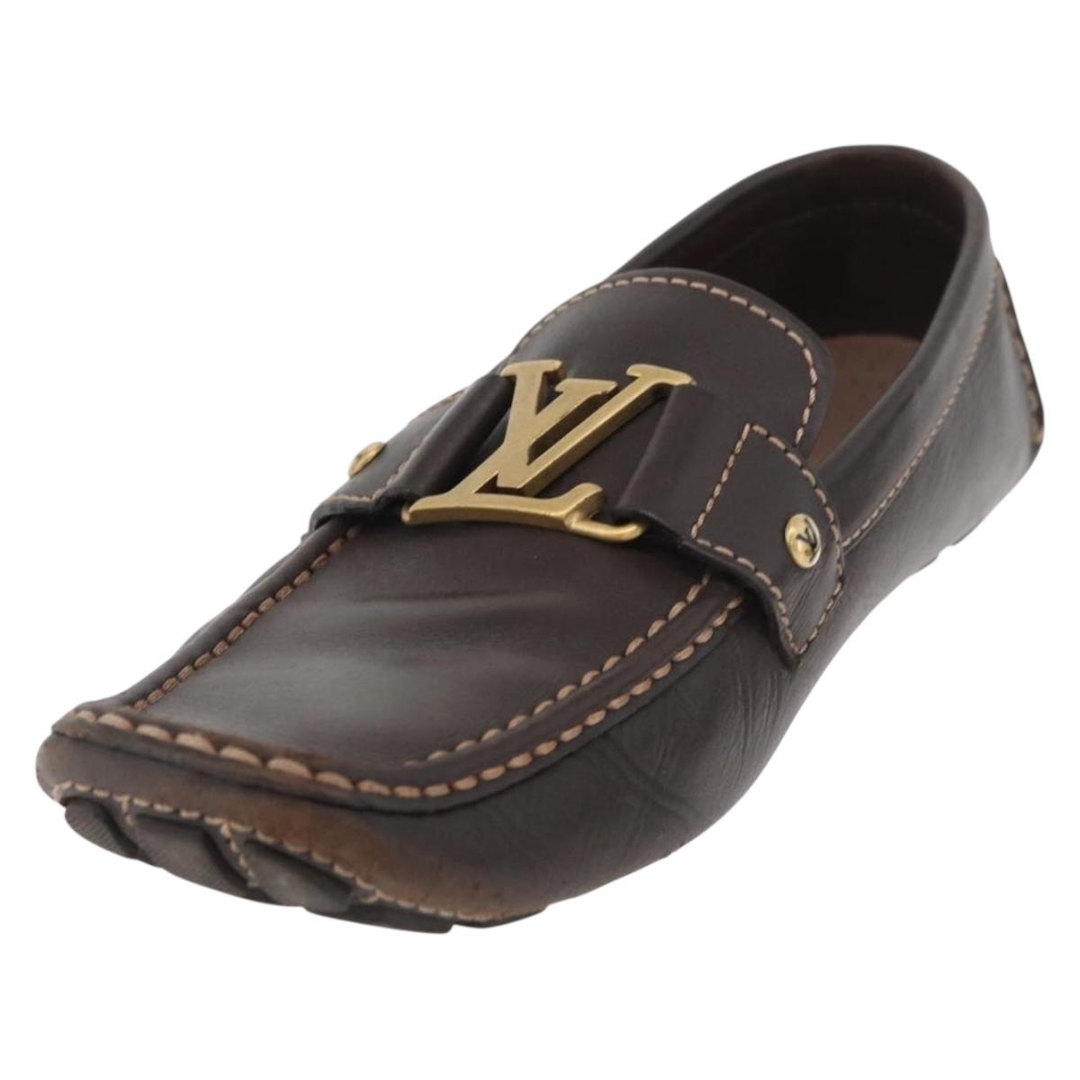 LOUIS VUITTON Monte Carlo line Driving Shoes 7 1/2 Brown LV Auth 174634A