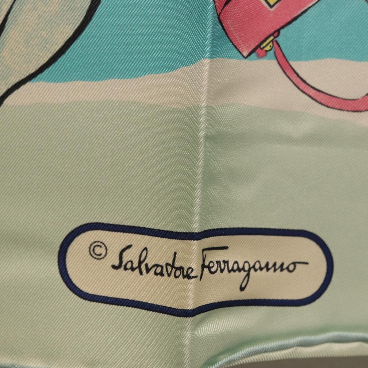 Salvatore Ferragamo Scarf Silk Light Blue Auth 174638A
