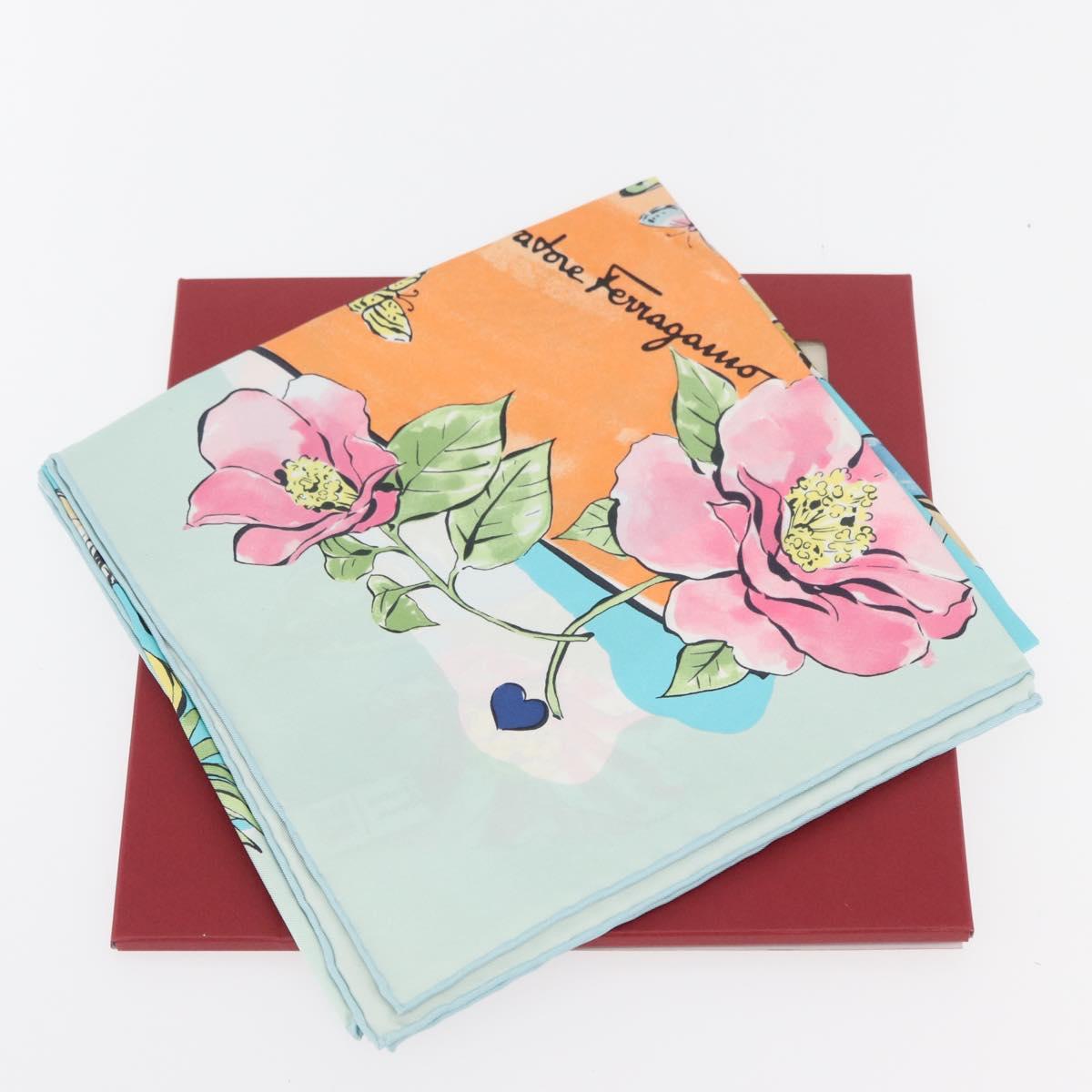 Salvatore Ferragamo Scarf Silk Light Blue Auth 174638A