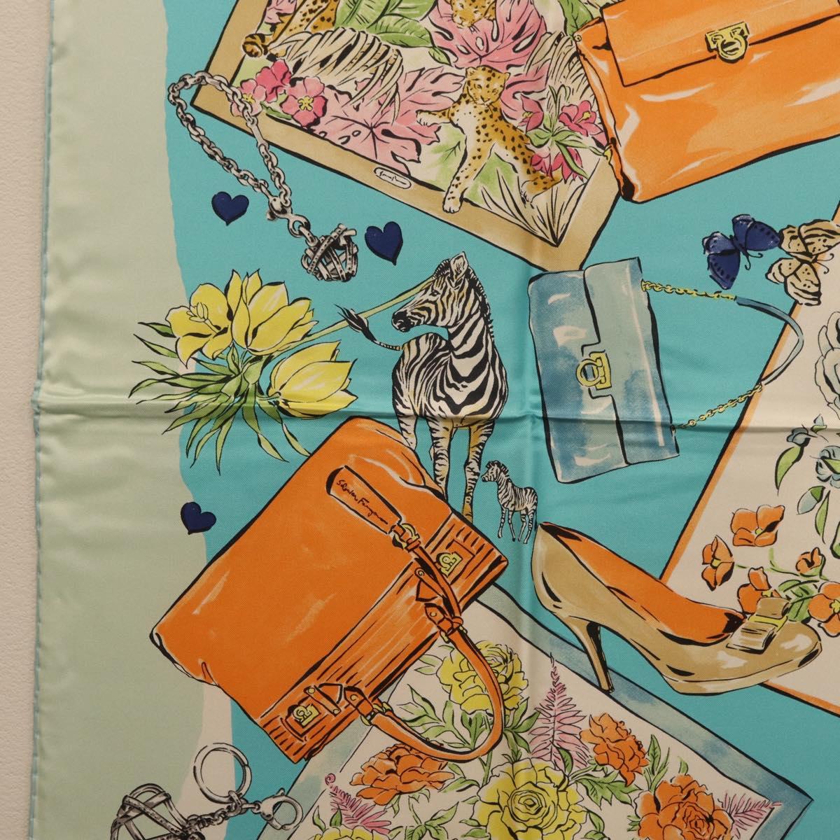Salvatore Ferragamo Scarf Silk Light Blue Auth 174638A