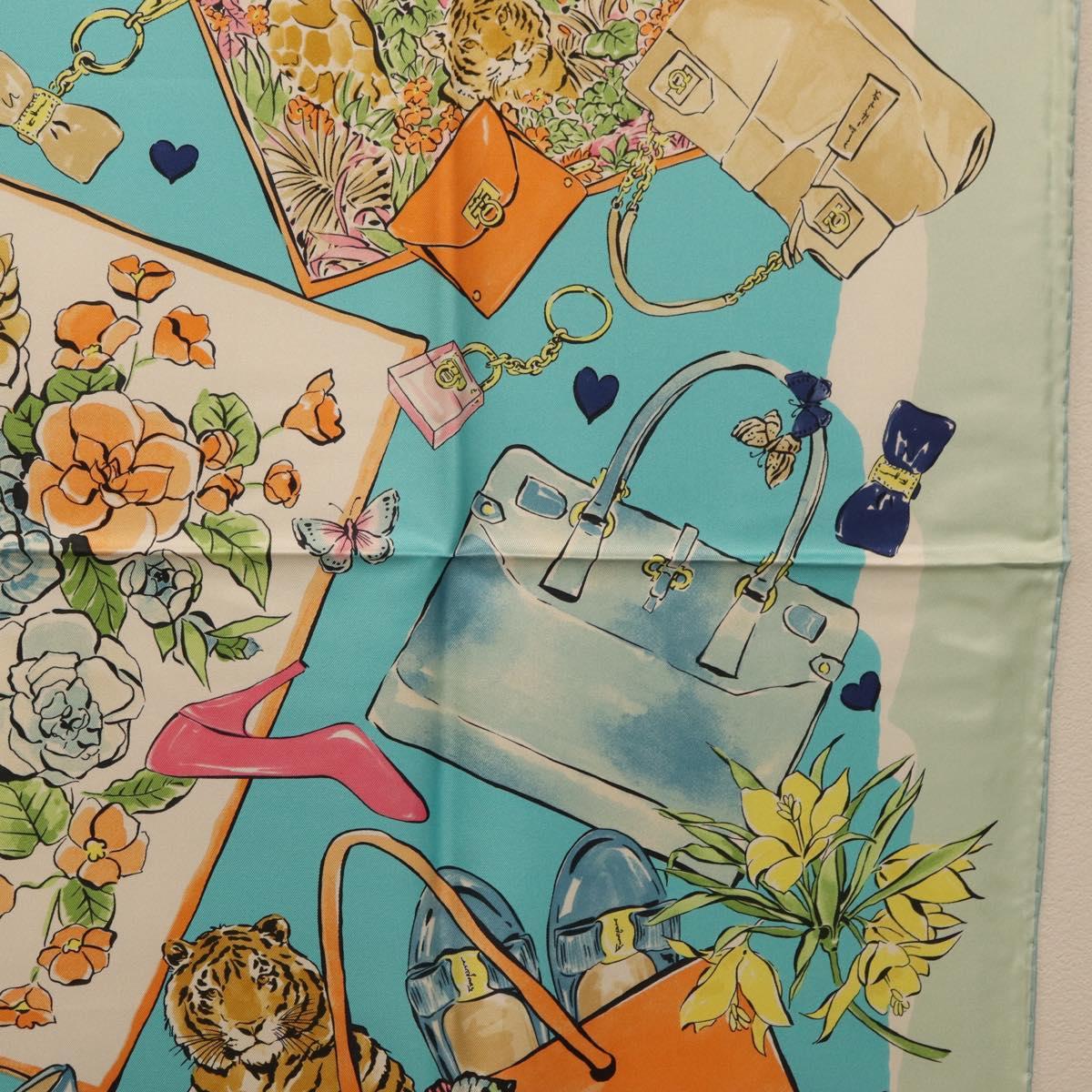 Salvatore Ferragamo Scarf Silk Light Blue Auth 174638A