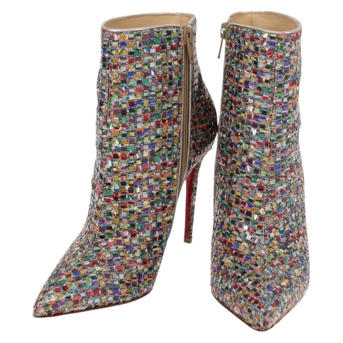 Christian Louboutin Heel Boots Leather 35 1/2 Multicolor Auth 174645A