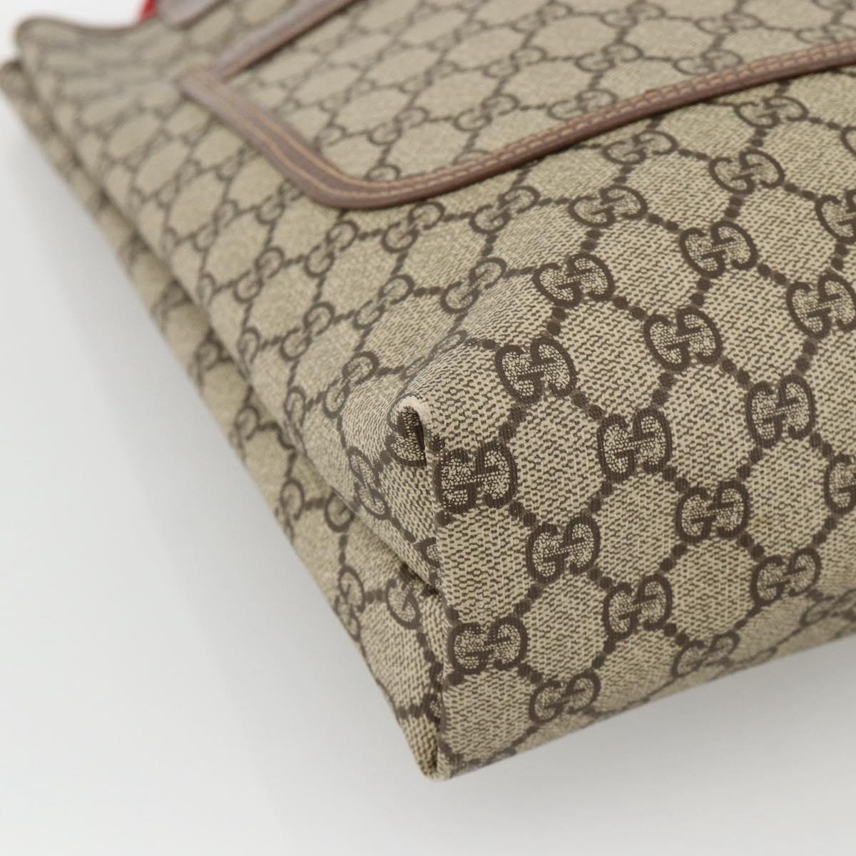GUCCI GG Supreme Web Sherry Line Bag PVC Beige 002 58 6487 4023 Auth 174650A