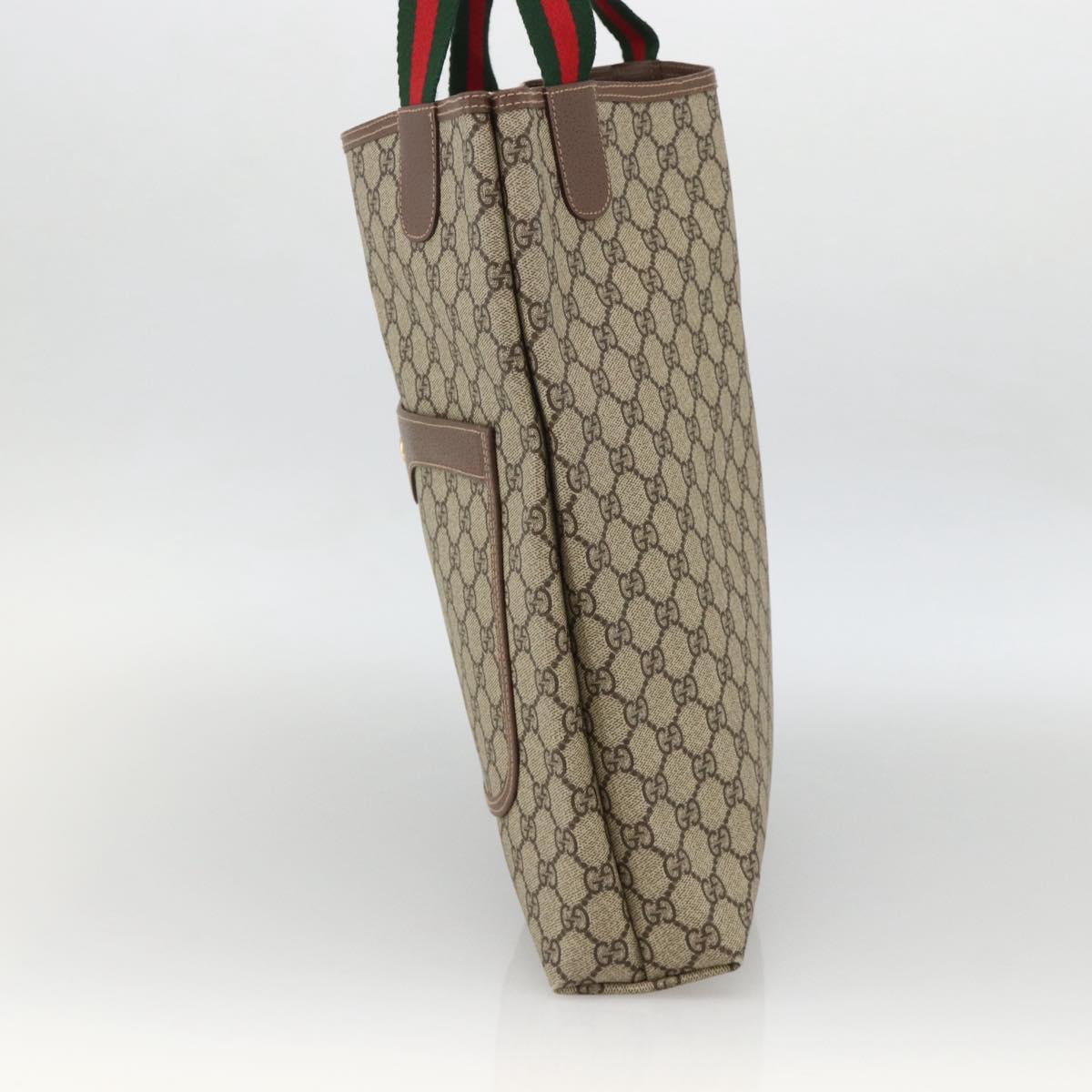 GUCCI GG Supreme Web Sherry Line Bag PVC Beige 002 58 6487 4023 Auth 174650A