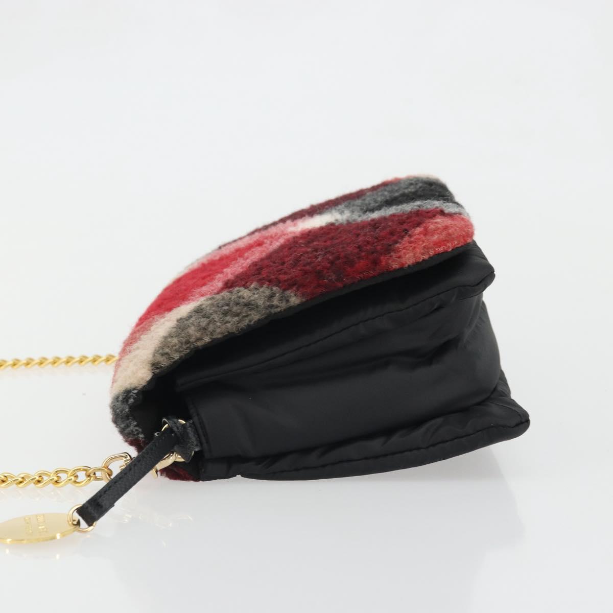 BLUE LABEL CRESTBRIDGE CB Check Shoulder Bag Nylon Wool Gold Red Auth 174651A