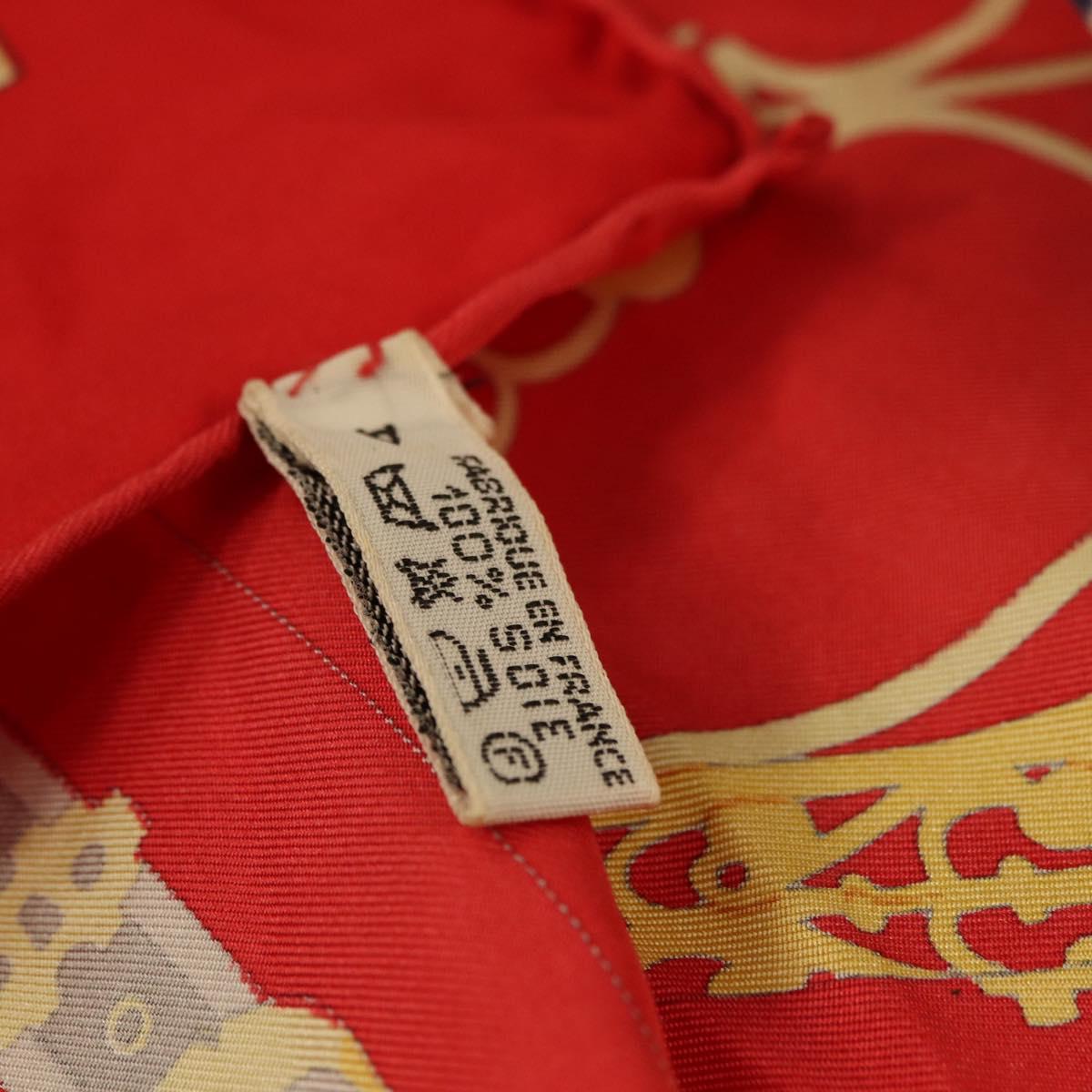 HERMES Carre 90 Scarf ""LES MUSEROLLES"" Silk Red Auth 174679