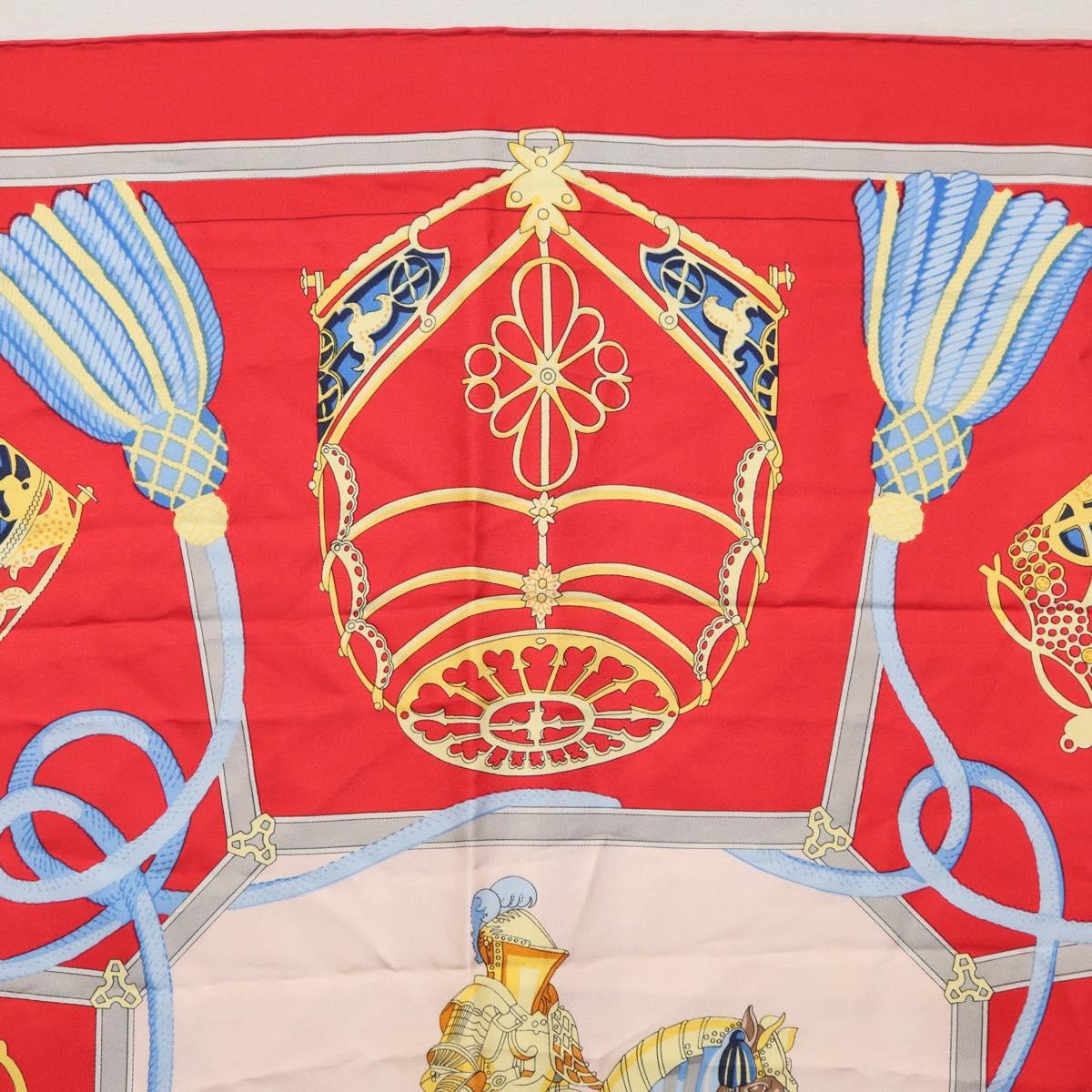 HERMES Carre 90 Scarf ""LES MUSEROLLES"" Silk Red Auth 174679
