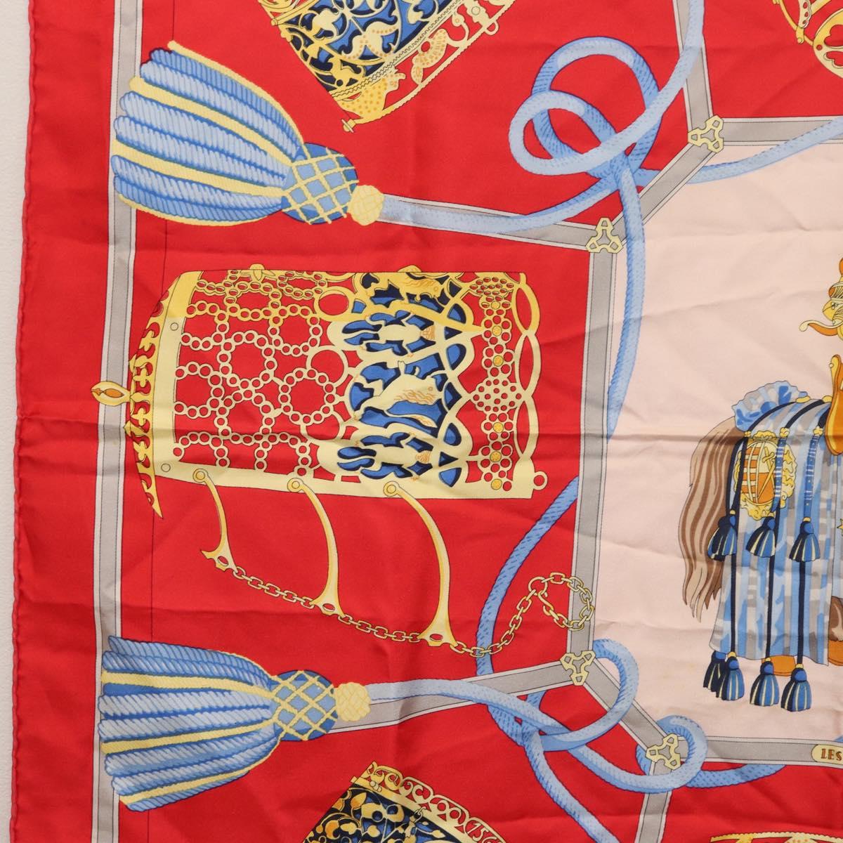 HERMES Carre 90 Scarf ""LES MUSEROLLES"" Silk Red Auth 174679