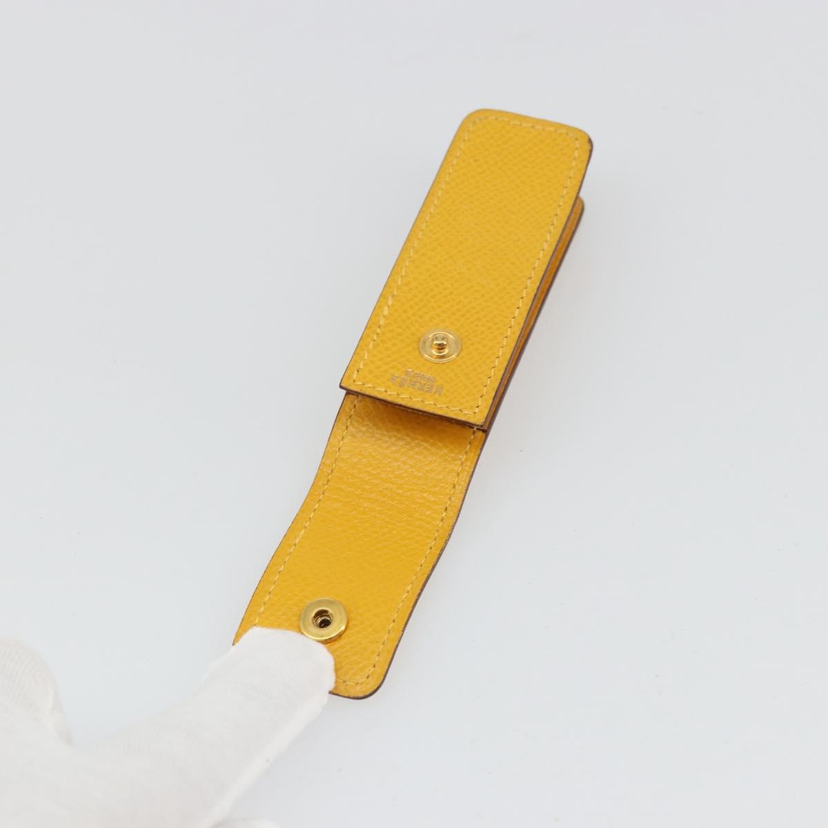 HERMES Serie Small Item Case Accessory Case Leather Yellow Auth 174688A