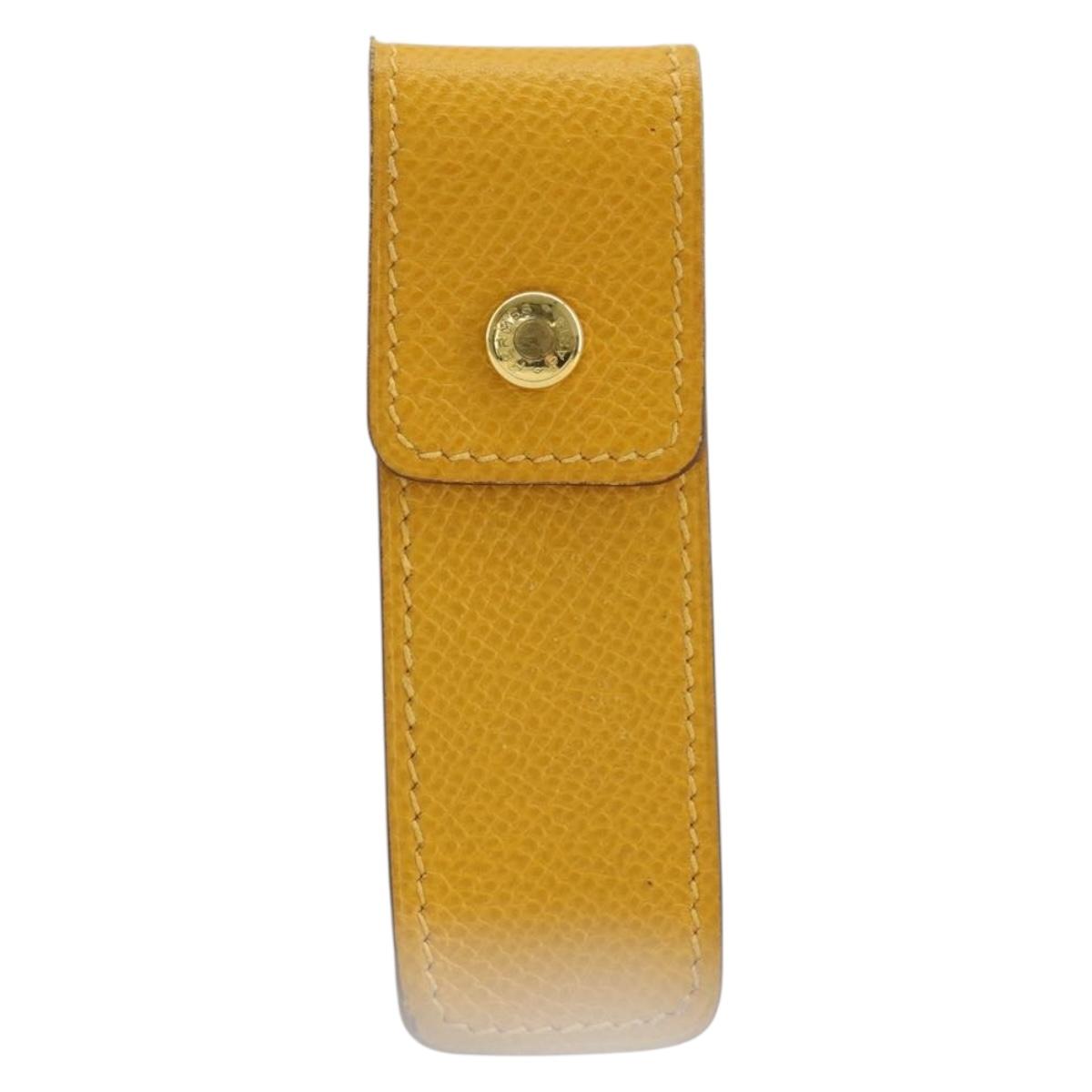 HERMES Serie Small Item Case Accessory Case Leather Yellow Auth 174688A