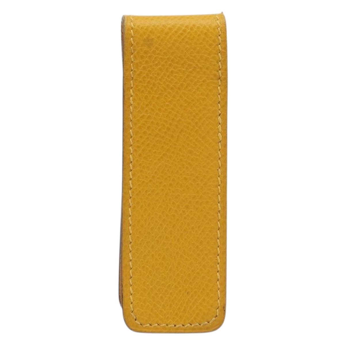 HERMES Serie Small Item Case Accessory Case Leather Yellow Auth 174688A