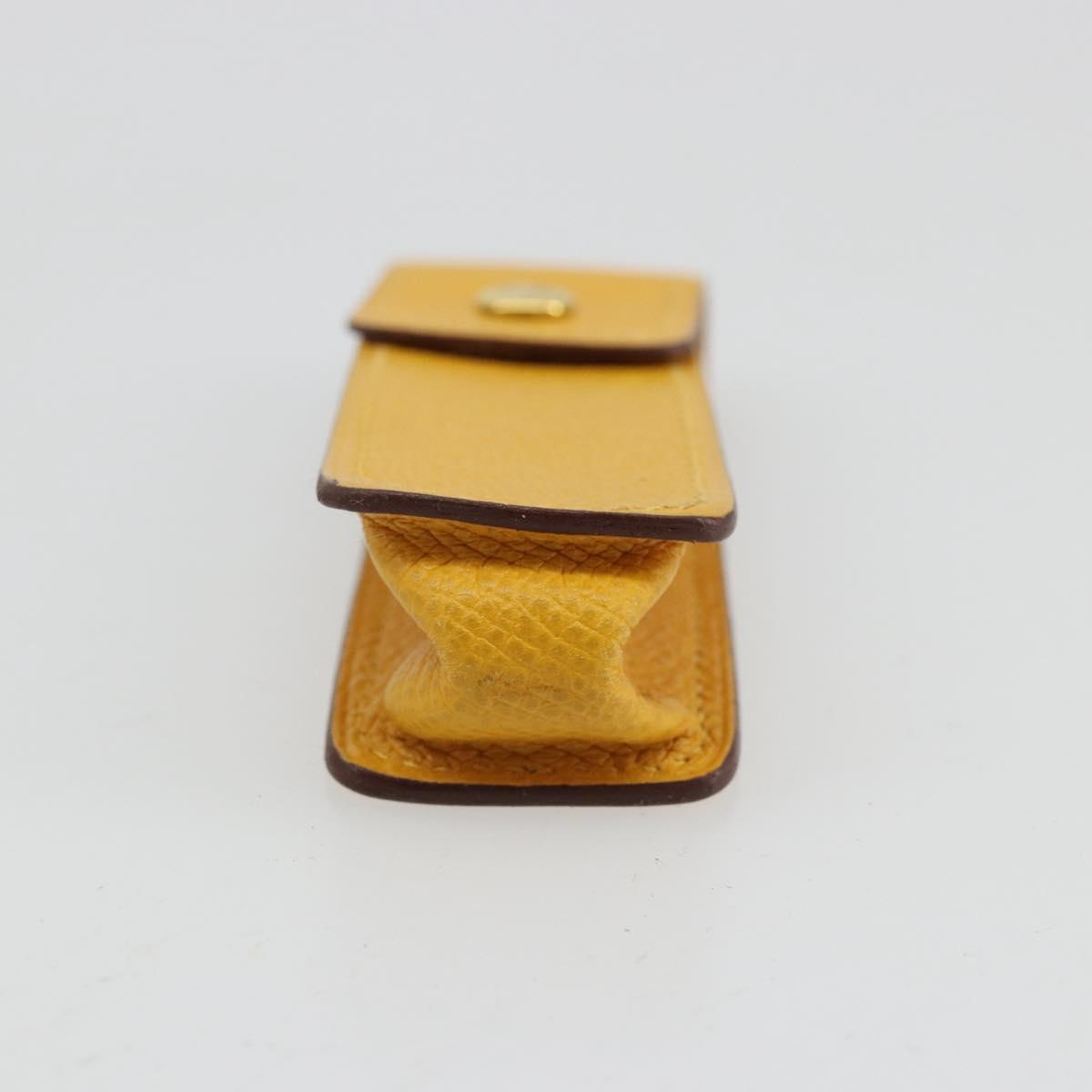 HERMES Serie Small Item Case Accessory Case Leather Yellow Auth 174688A