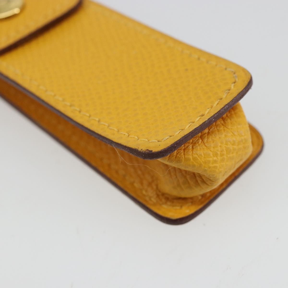 HERMES Serie Small Item Case Accessory Case Leather Yellow Auth 174688A