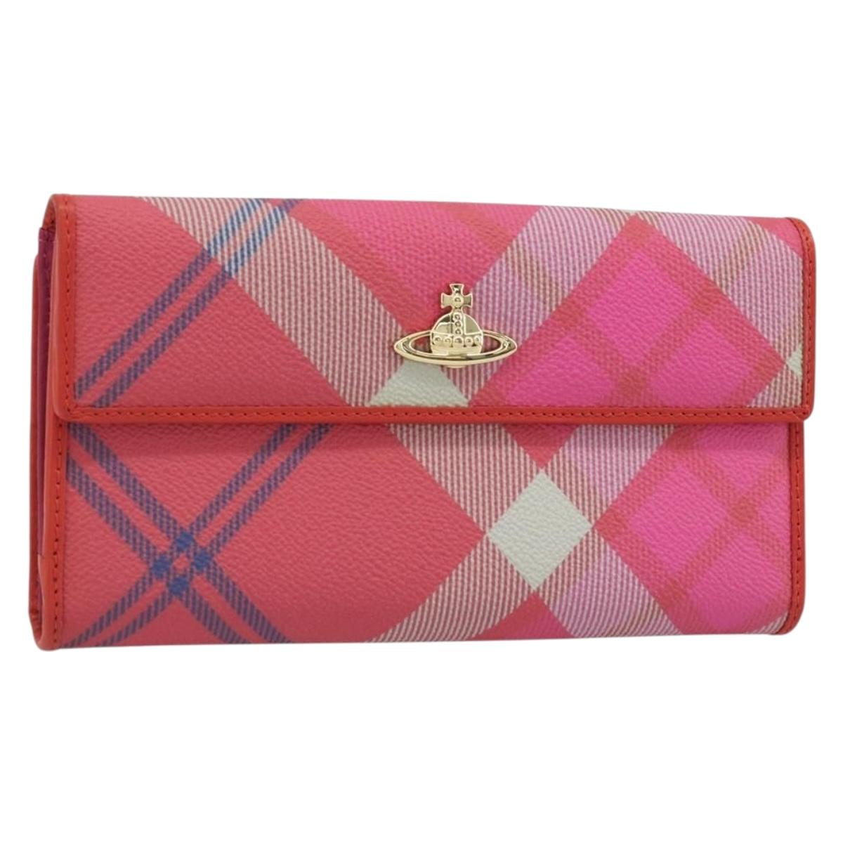 Vivienne Westwood Long Wallet PVC Leather Pink Gold Auth 174698A