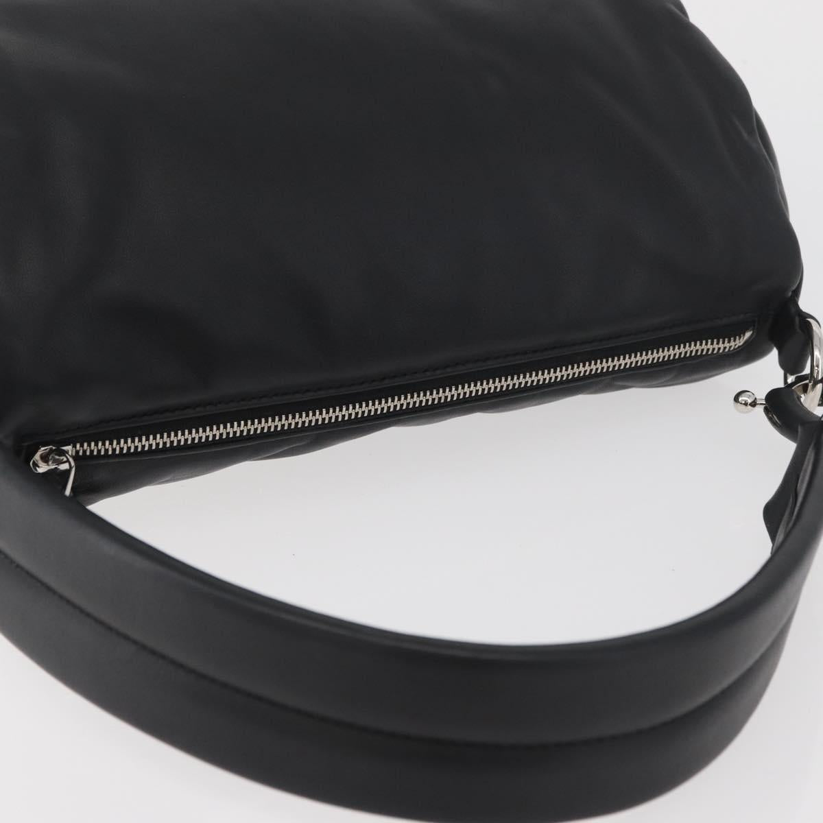BURBERRY Hand Bag Leather Black Silver Auth 174706A
