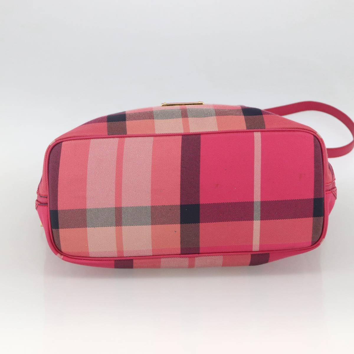 BLUE LABEL CRESTBRIDGE CB Check Bag Canvas Leather 2way Pink Gold Auth 174708A