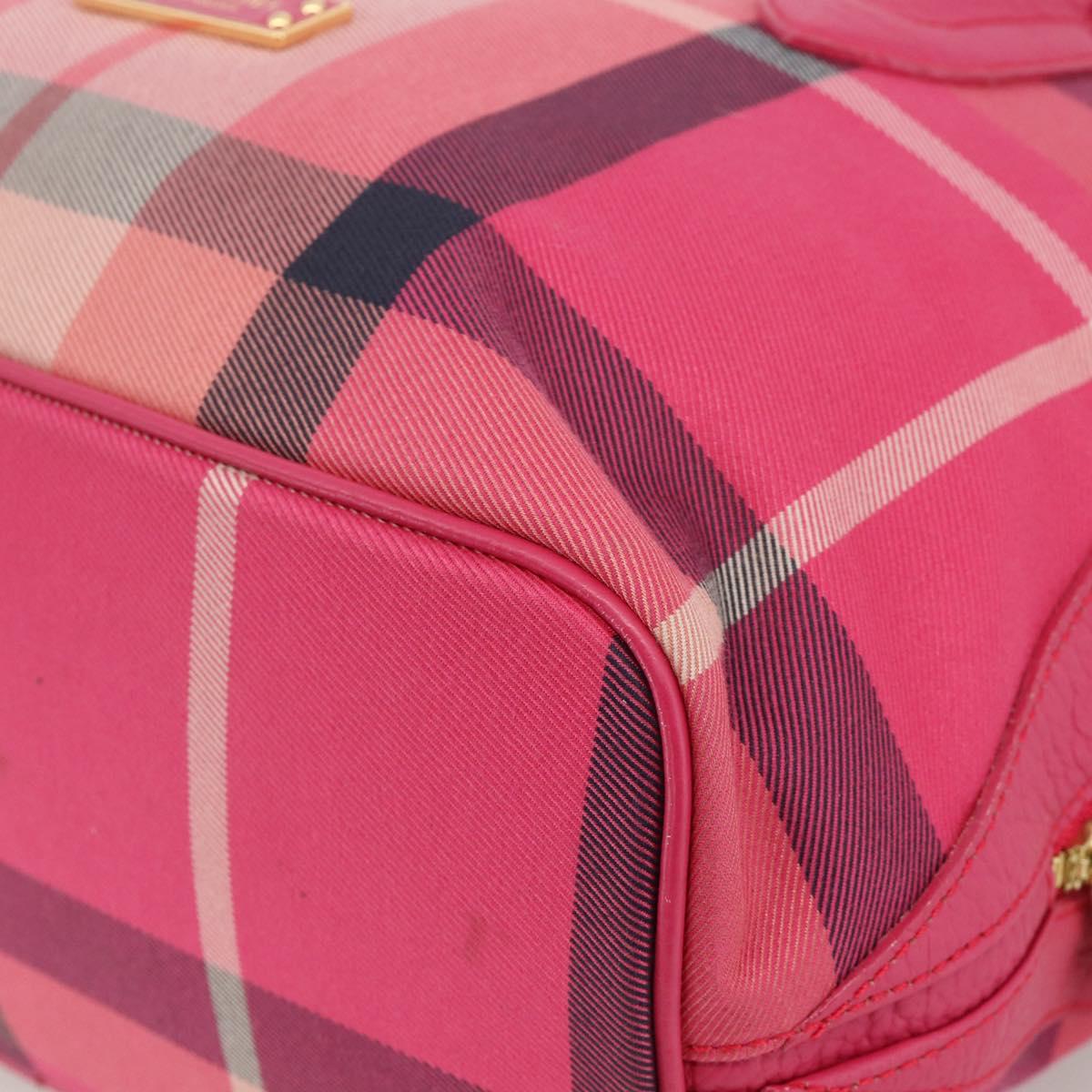 BLUE LABEL CRESTBRIDGE CB Check Bag Canvas Leather 2way Pink Gold Auth 174708A