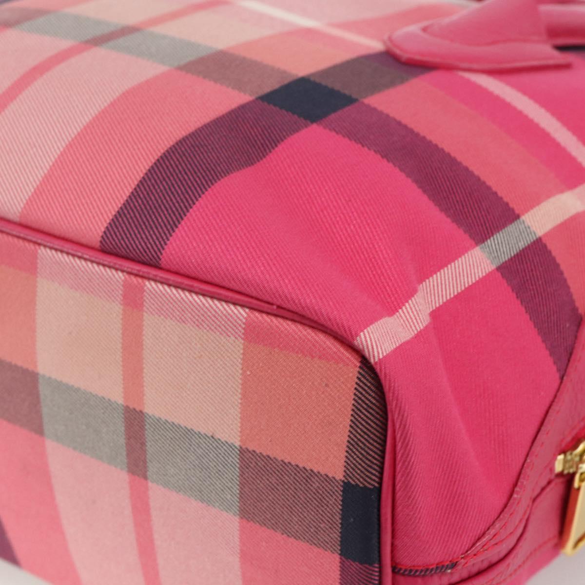 BLUE LABEL CRESTBRIDGE CB Check Bag Canvas Leather 2way Pink Gold Auth 174708A