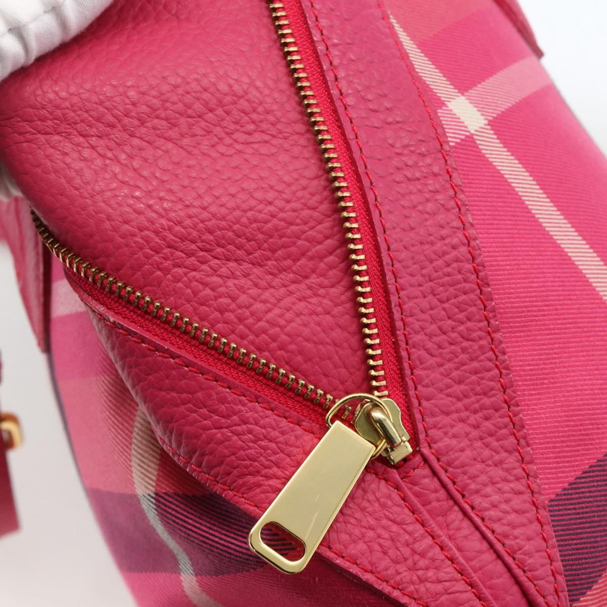 BLUE LABEL CRESTBRIDGE CB Check Bag Canvas Leather 2way Pink Gold Auth 174708A