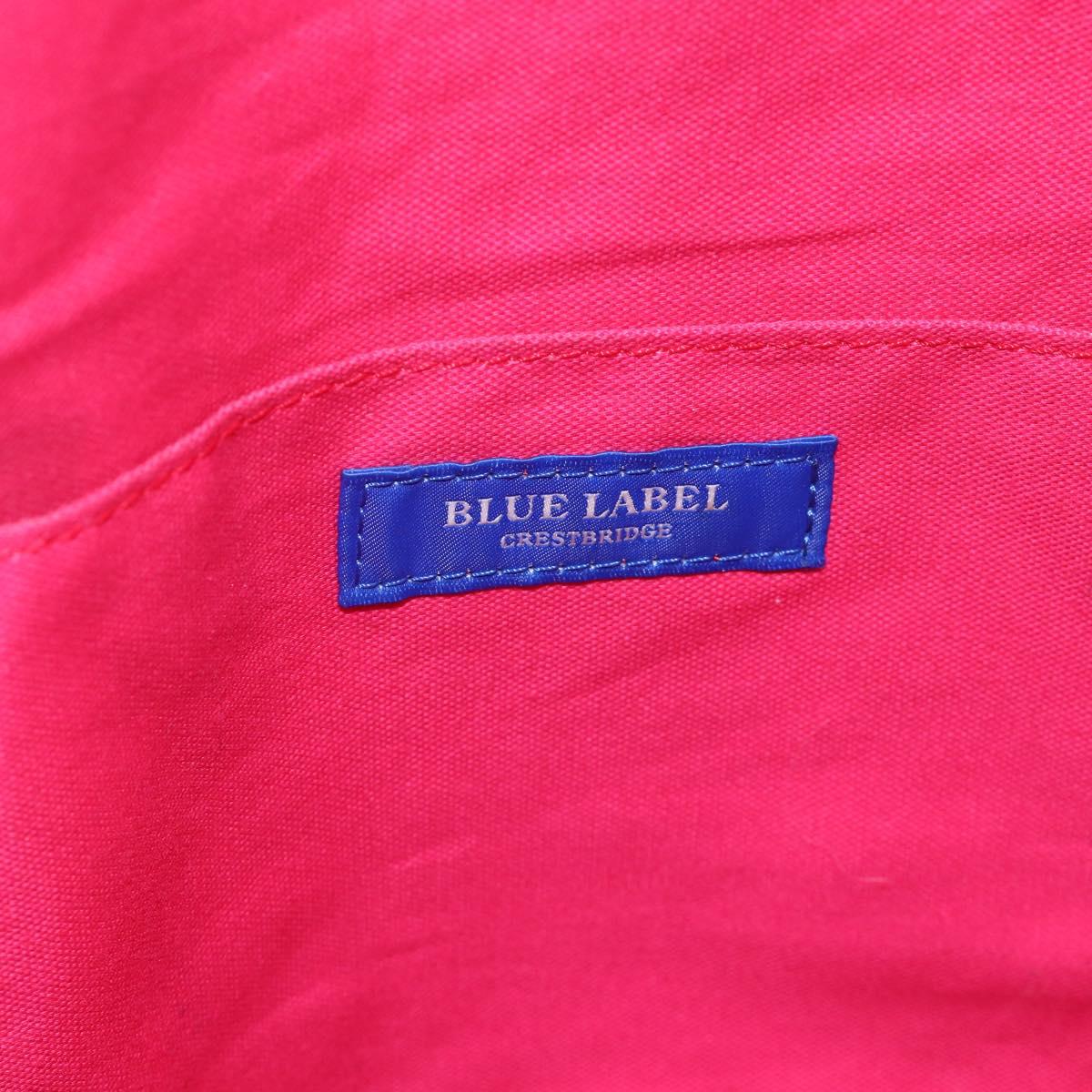 BLUE LABEL CRESTBRIDGE CB Check Bag Canvas Leather 2way Pink Gold Auth 174708A