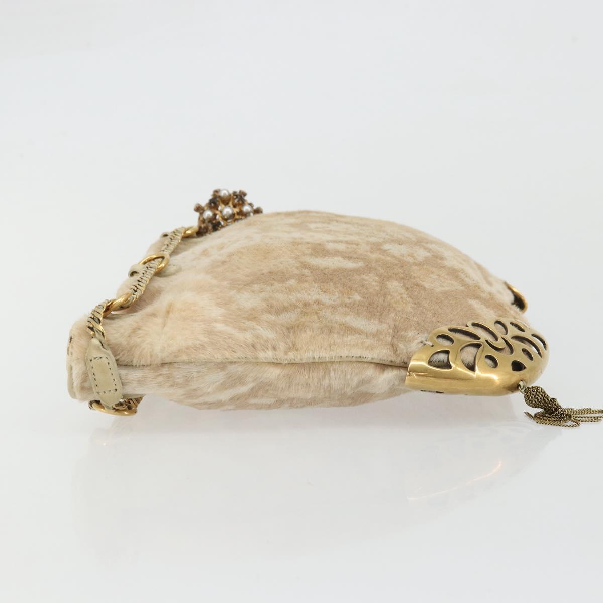 Chloe Purse Chain Hand Bag Harako leather Beige Gold Auth 174716