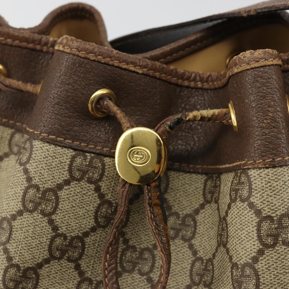 GUCCI GG Supreme Shoulder Bag PVC Beige Gold Auth 174721