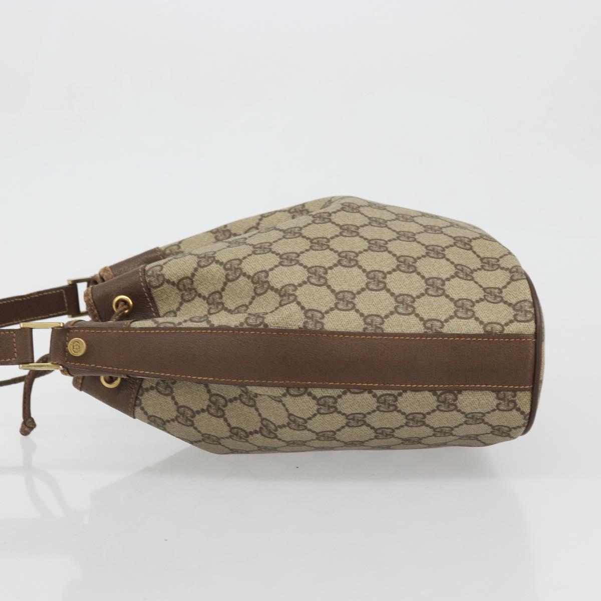 GUCCI GG Supreme Shoulder Bag PVC Beige Gold Auth 174721