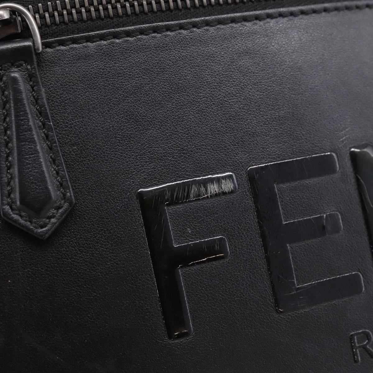 FENDI Backpack Leather Black Silver Auth 174752