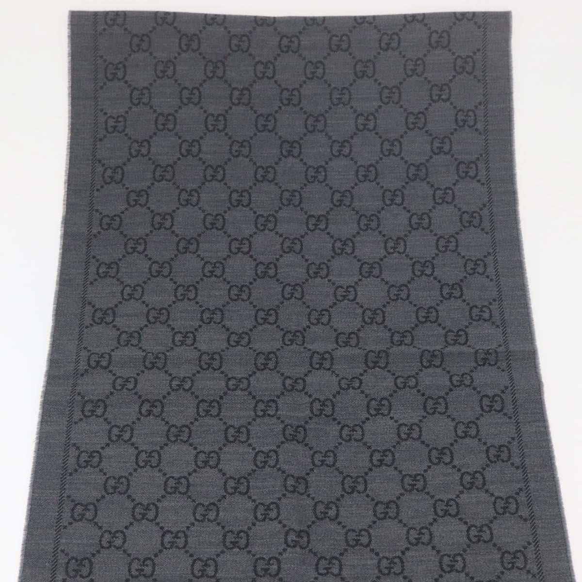 GUCCI GG Scarf Wool Gray Auth 174761A