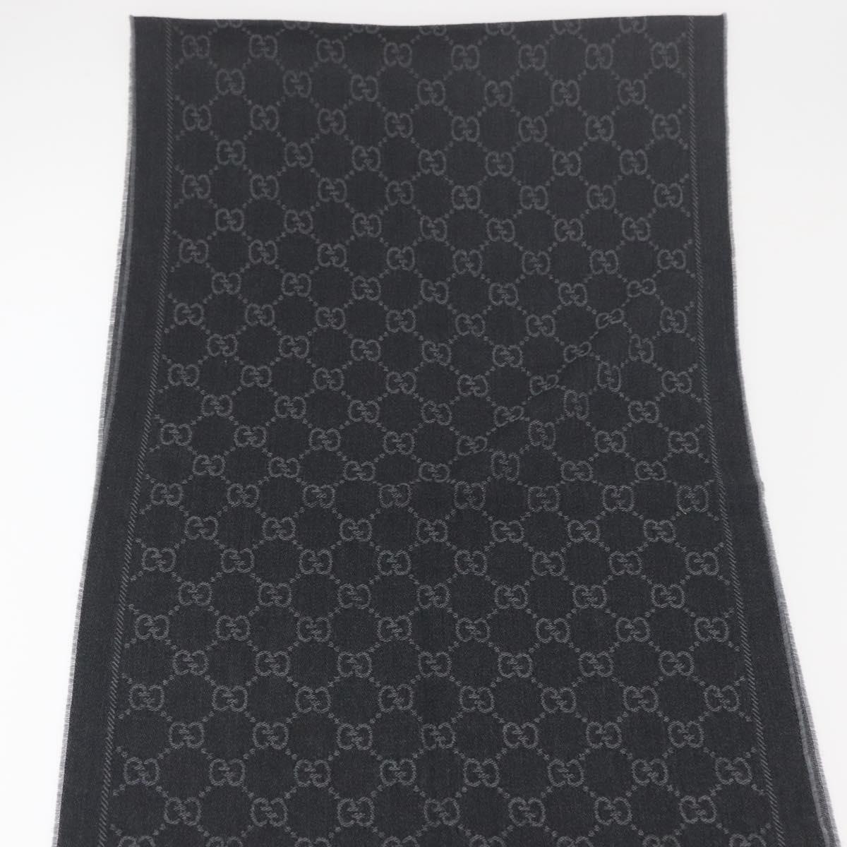 GUCCI GG Scarf Wool Gray Auth 174761A